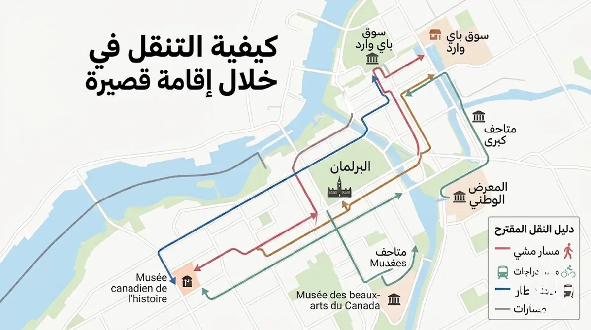 خيارات التنقل في أوتاوا للانتقال بين المناطق السياحية خلال إقامة قصيرة