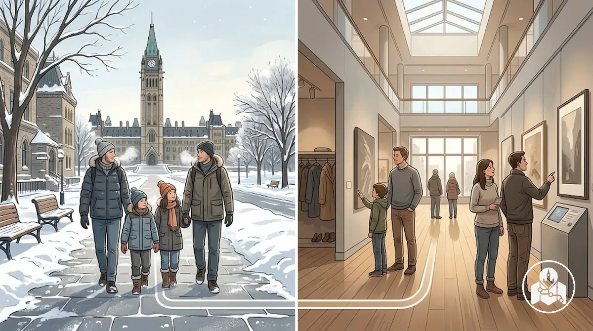 Außen- und Innenaktivitäten in Ottawa im Winter für einen kurzen Reiseplan