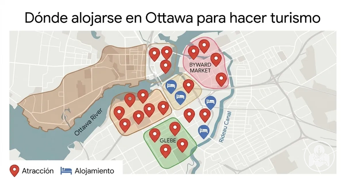Zonas turísticas de Ottawa con lugares prácticos donde alojarse cerca de las atracciones