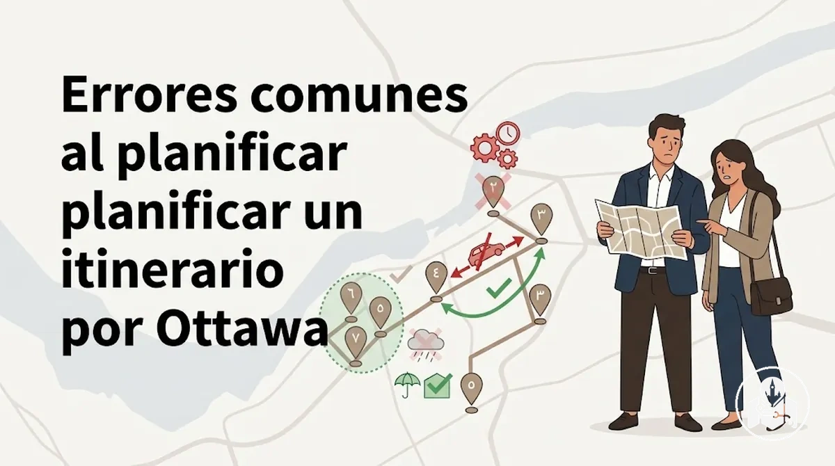 Errores al planificar un itinerario por Ottawa relacionados con horarios, distancias y tiempo