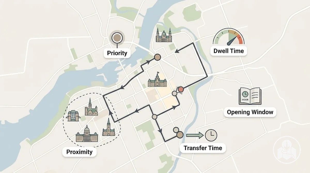 Ruta de visitas por el centro de Ottawa que conecta atracciones cercanas en un plan práctico de un día