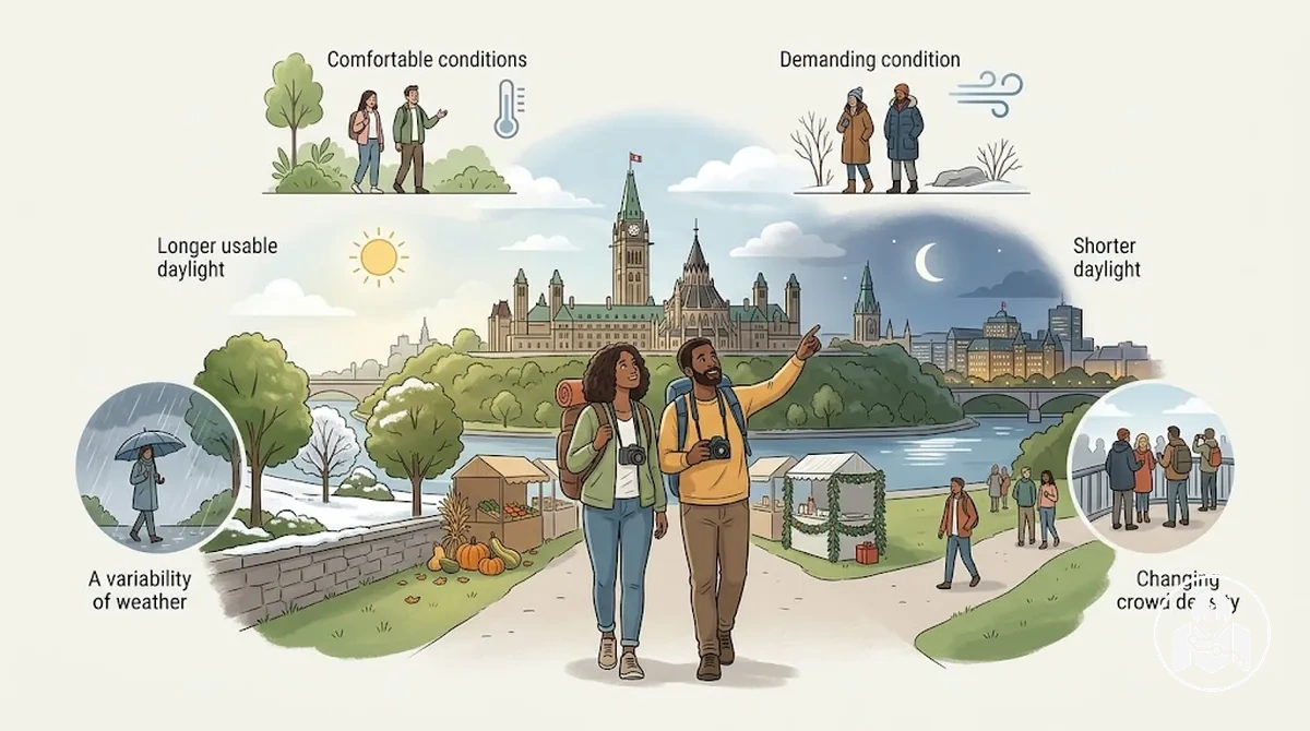 Conditions saisonnières affectant les visites lors d’un court séjour à Ottawa