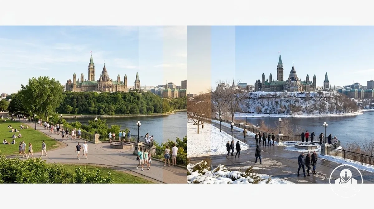 Longue lumière du jour en été et lumière du jour plus courte en hiver pour les visites à Ottawa