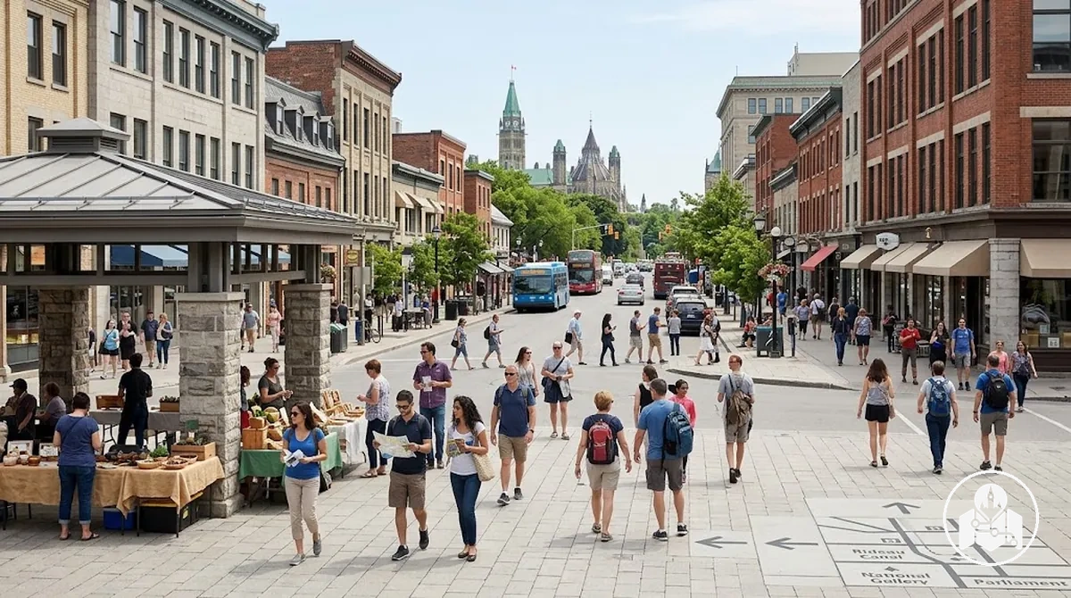 Le marché ByWard et les sites voisins du centre-ville d’Ottawa, dans un cadre central adapté à la marche