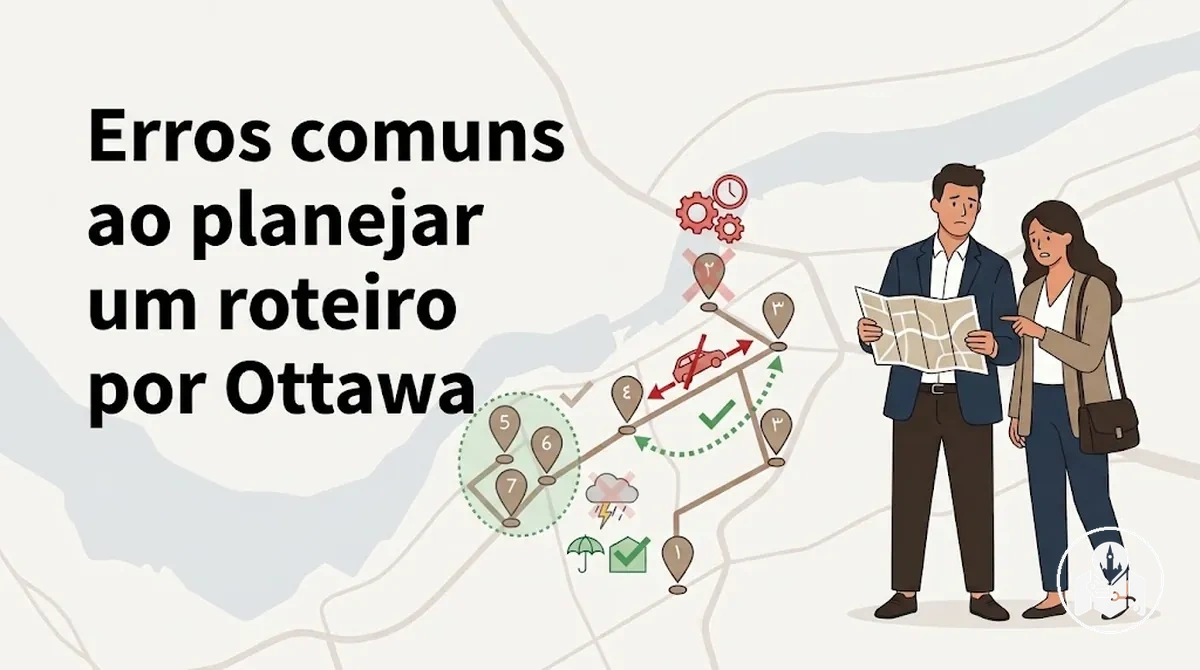 Erros no planejamento de um roteiro por Ottawa relacionados a horários, distâncias e clima