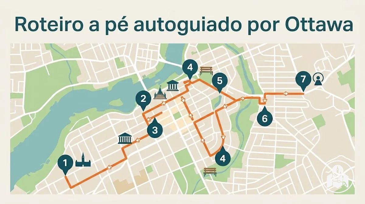 Rota a pé autoguiada por Ottawa conectando pontos turísticos próximos